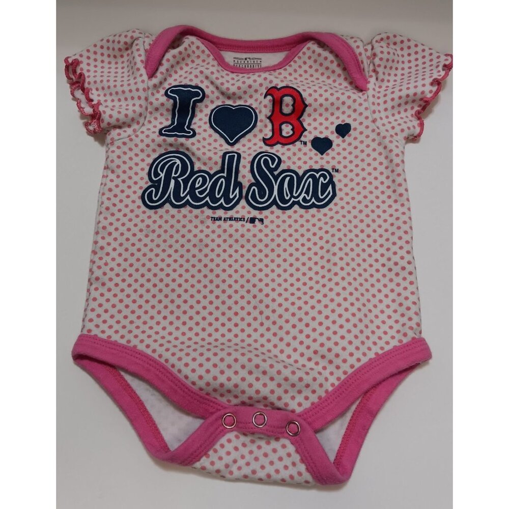 MLB 6-9 Mo. Pink Boston Red Sox Polka Dot Onesie
